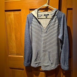 Chaps Striped Hooded Sweater size L